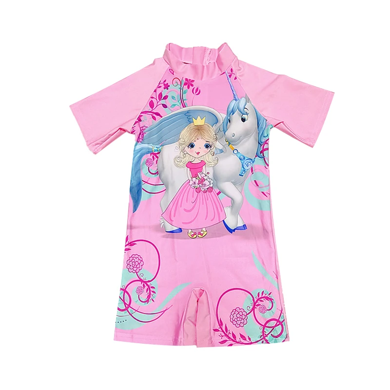 Costume da bagno intero per neonato costumi da bagno a maniche corte per bambini Toddler Girls Cartoon Unicorn Infant Korea Child costume da bagno muslimah