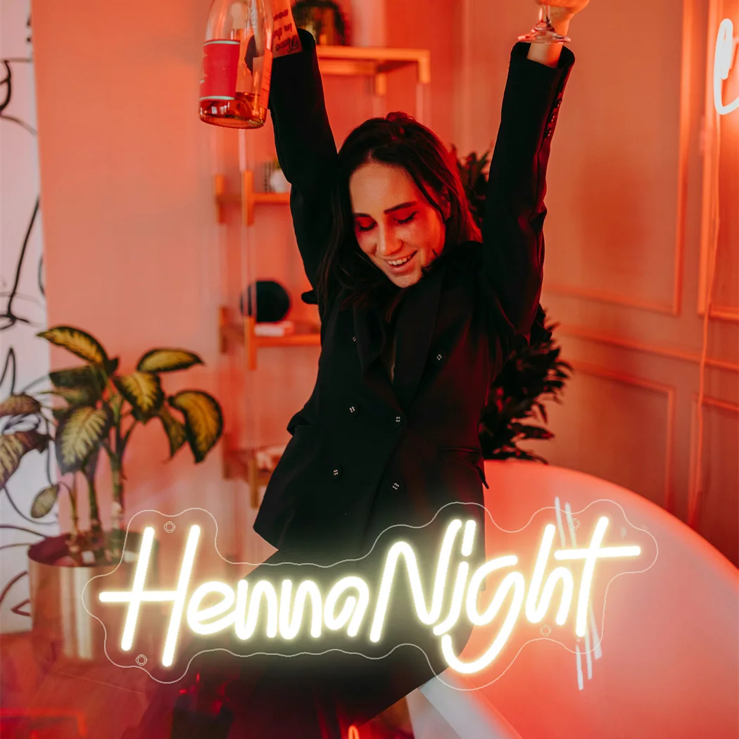 الحناء ليلة LED النيون علامات الزفاف النيون الزفاف الديكور ل غرفة نوم الزفاف غرفة الحفلات جدار الفن ديكور الحفلات النيون Led تسجيل