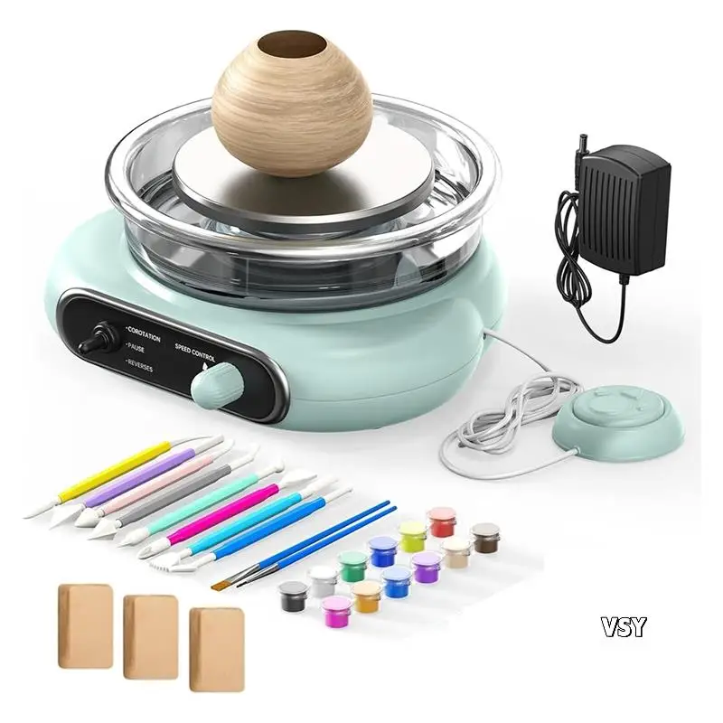 Mini Pottery Wheel Kit - Turntable Electric Clay Wheel With Foot Pedal, Adjustable Speed  Making Machine EU Plug