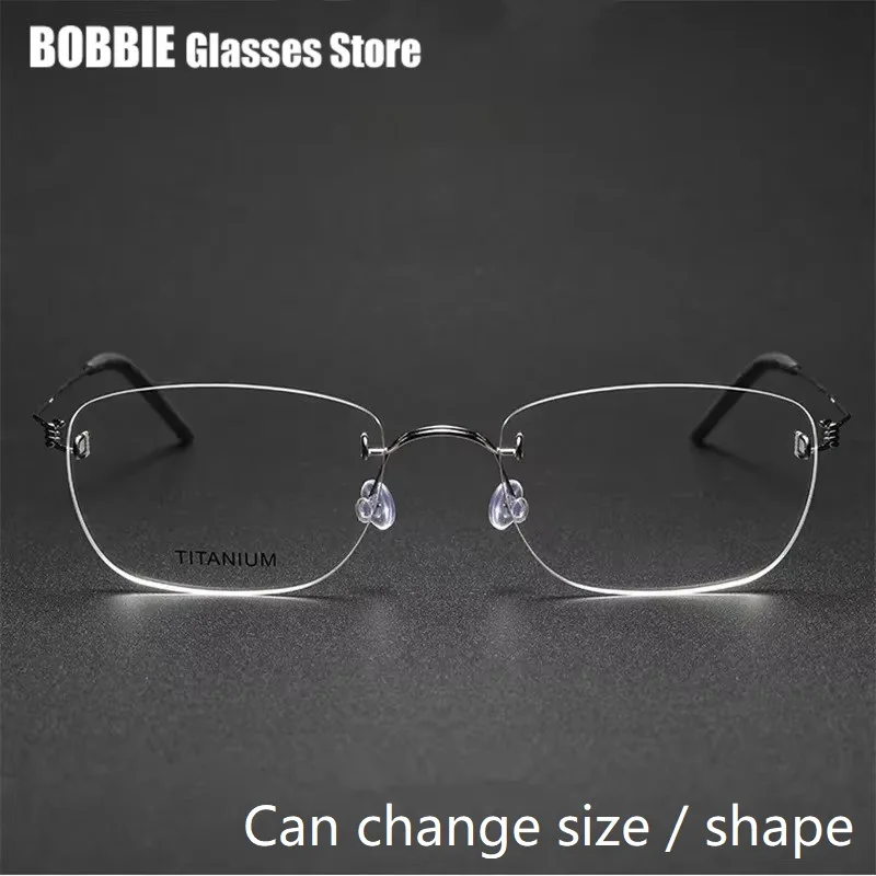 

Denmark Brand Rimless Titanium Screwless Lightweight Retro Small Square Glasses Frame Men Women Eyeglasses Oculos Change Size