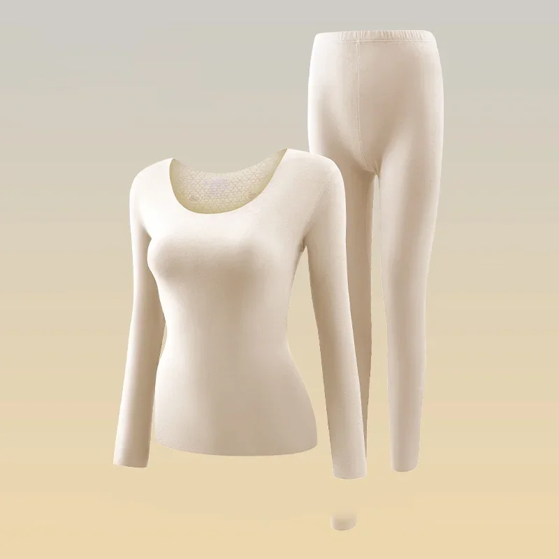 Женские бесшовные кальсоны с круглым вырезом, теплое толстое термобелье, топ и низ, комплект из 2 предметов для зимы