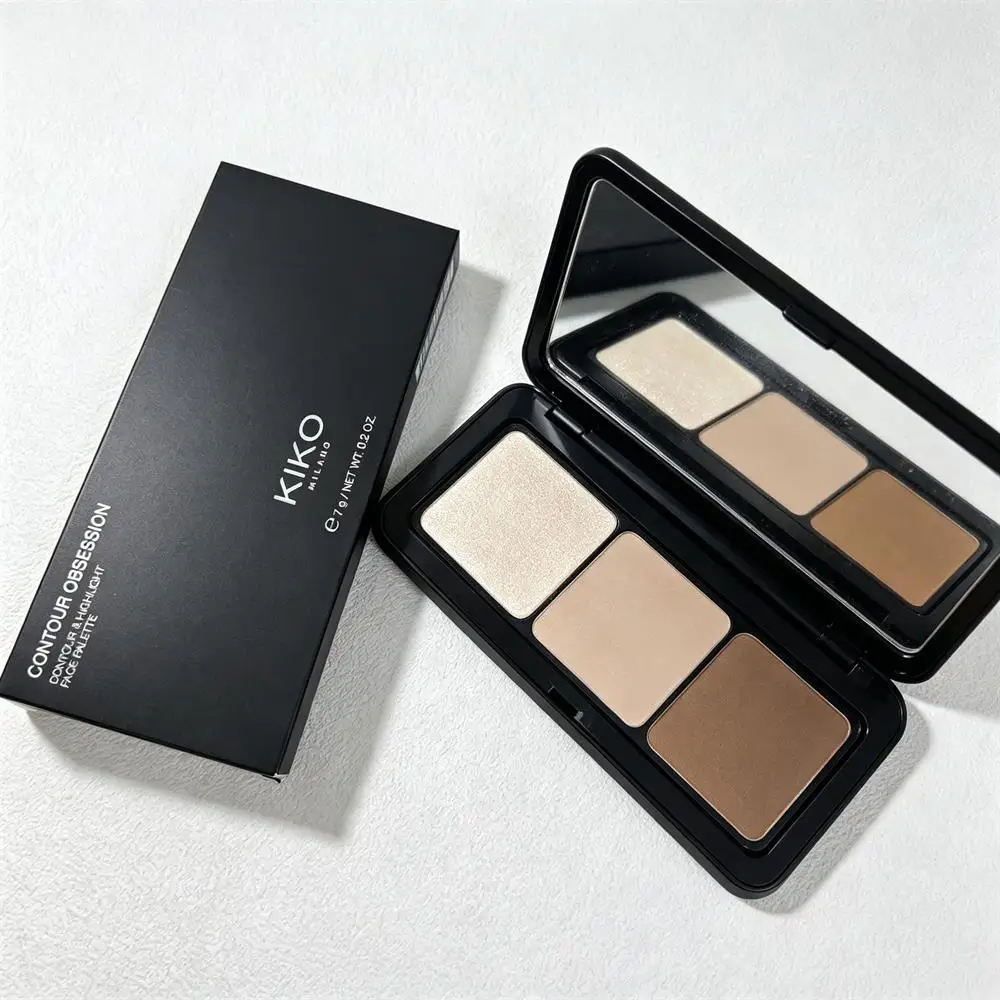 KIKO Contour Obsession Highlight Contour Face Palette 3 Shades Bronzer Long Lasting Natural Sculpting Illuminator New Pro Makeup