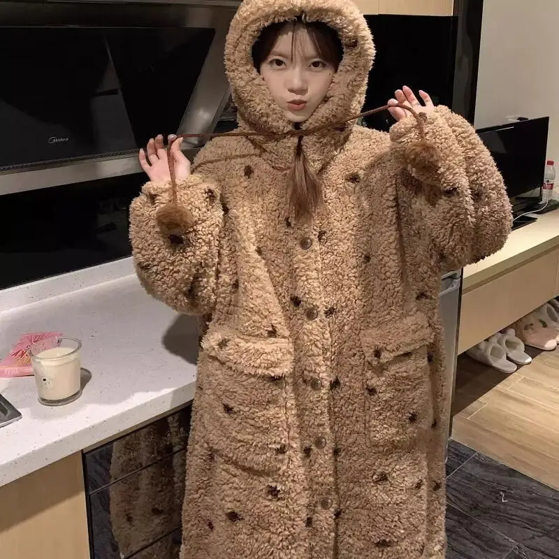 

Kawaii утепленный женский пижамный комплект, осенне-зимний коралловый флис, пижама, которую можно носить в качестве верхней одежды, фланелевая милая одежда для сна, сохраняющая тепло, домашняя одежда