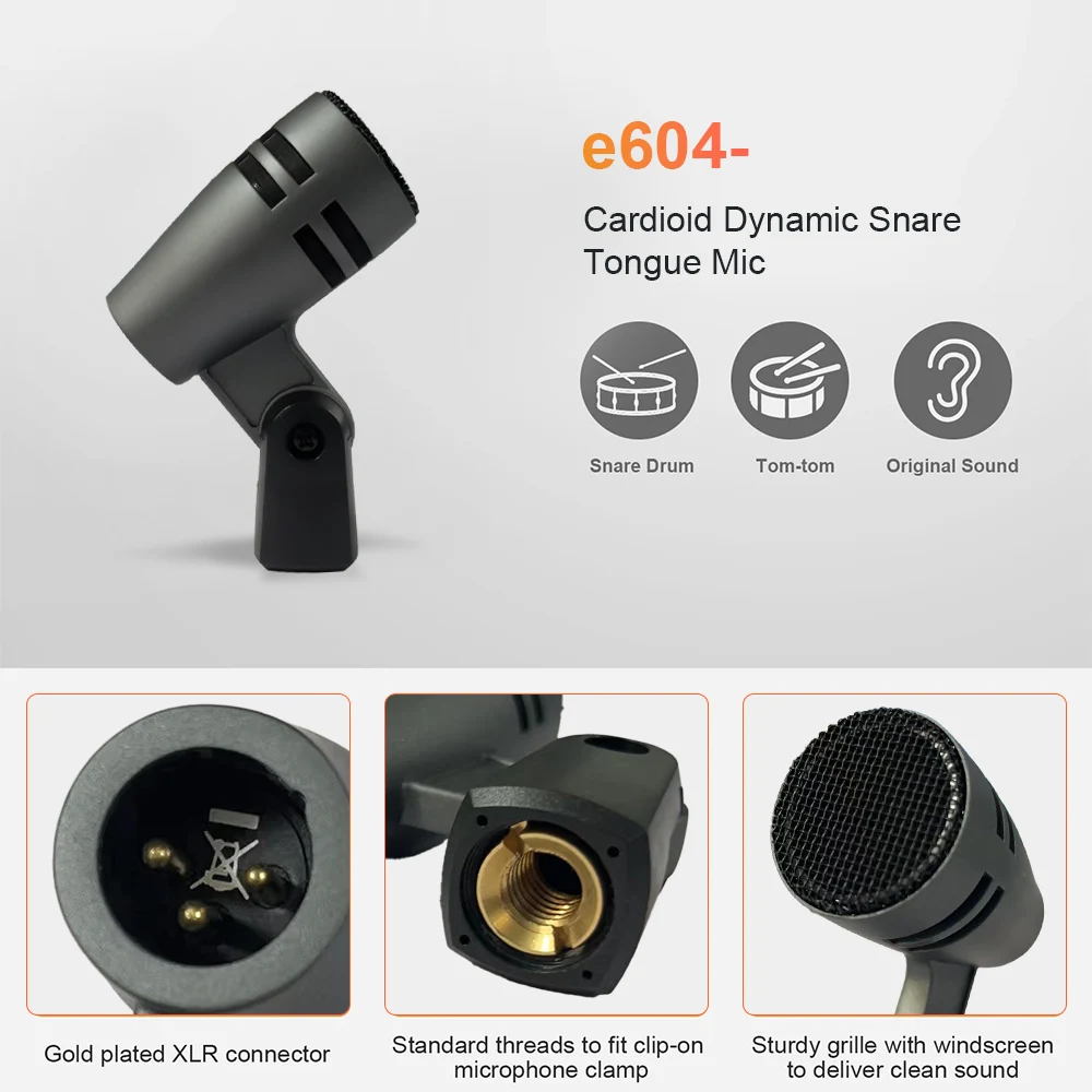 The e600 7 Pack Drum Microphone All Metal Version is Dedicated to Outdoor Performances and Indoor Recording