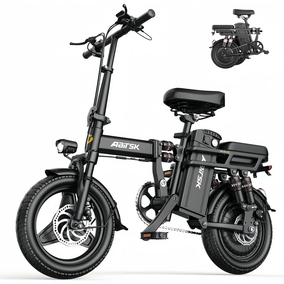 

Foldable adult electric bicycle with 14-inch tires, 500Wmotor power, 20ah capacity lithium battery, maximum speedof 35km/h,maxim