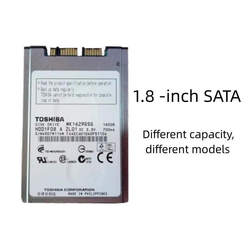 Microsata 노트북 하드 디스크, SATA 직렬 포트, 1.8 인치, 120 GB, 160 GB