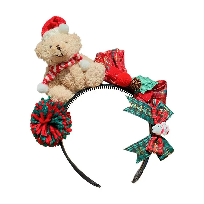 Opaska świąteczna, spinka do włosów z misiem z kreskówki dla dzieci, opaska z kokardą dla dziewczynki, strój na przyjęcie świąteczne, ozdoba do włosów