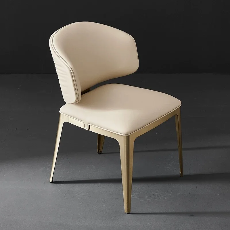 Italian light  high-end new chair wavy pattern personalized backrest stainless steel restaurant villa large flat dining chair