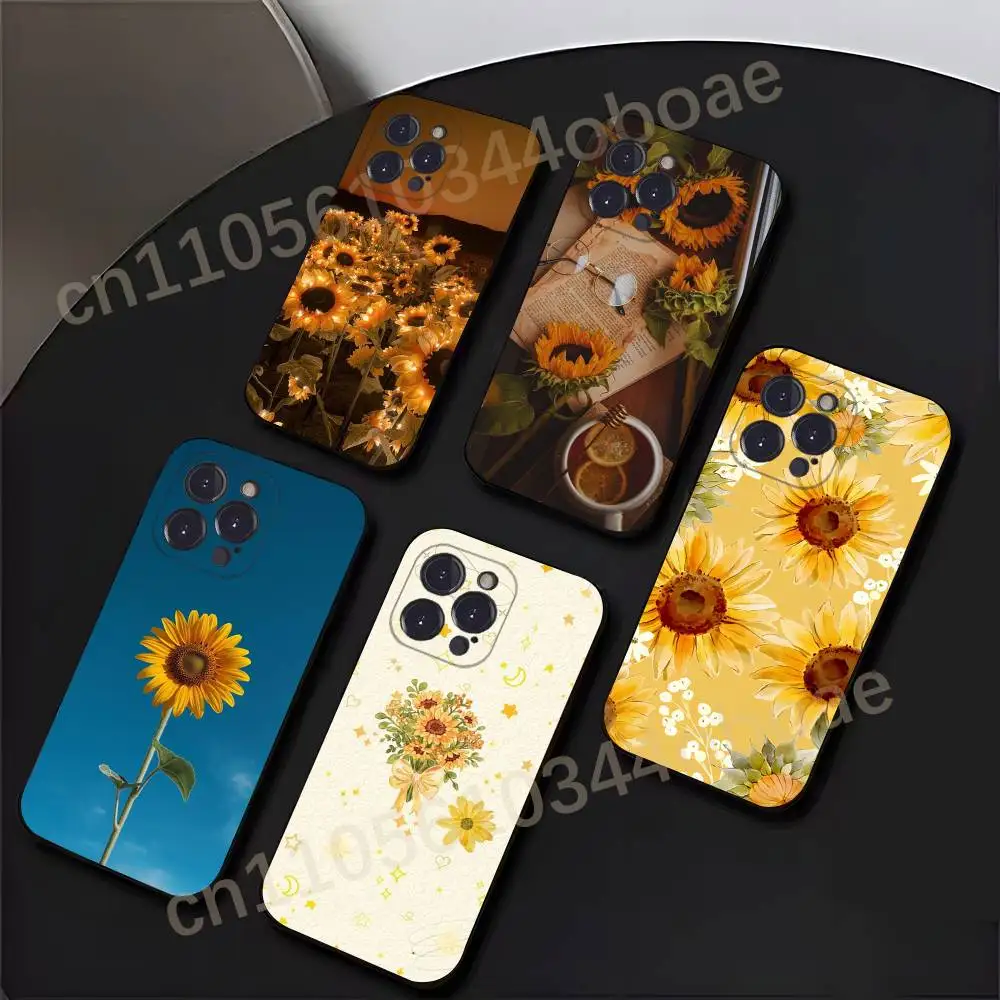 Sunflower Pattern Phone Case For iPhone 17,16,15,14,13,12,11,Pro,Max,Plus Shockproof Cover