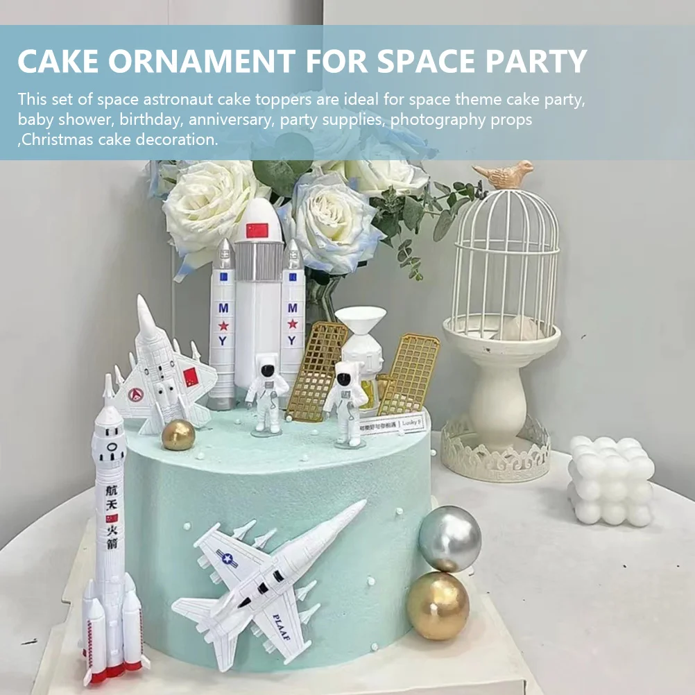 14 Pcs Aviation Cake Decoration Outer Ornament Decorations Pastry Topper Space Themed Party Birthday