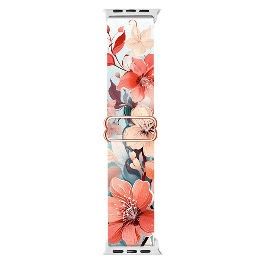 Gradient Flower Print Band Adjustable Breathable Stretchy Nylon Band Comfortable for Apple Watch 38/40/41/42/44/45/46/49mm