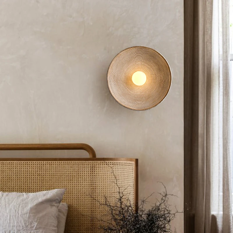 Nordic Creative Retro Round Wall Lamp Wabi-sabi Resin Sconces for Living Room Bedroom Bedside Hotel Corridor Decor Lighting