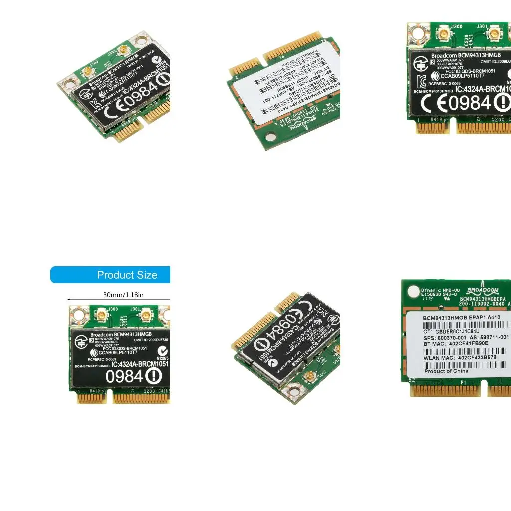 2025 meio mini cartão wifi bluetooth pci-e 802.11n bcm94313hmgb 600370-001 para dell para hp