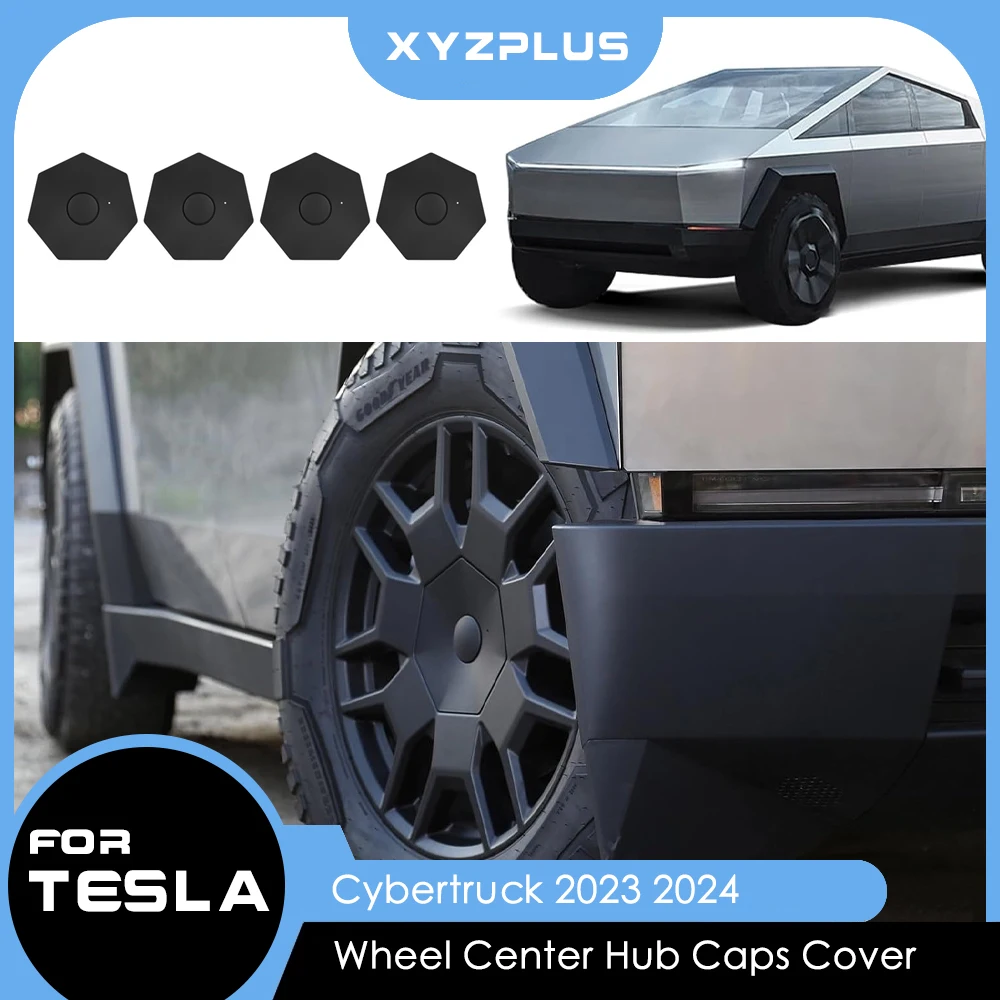 4PCS Wheel Center Cap For Tesla Cybertruck 2023 2024 Full Center Cover Replacement Waterproof Wheel Hub Cap Exterior Accessories