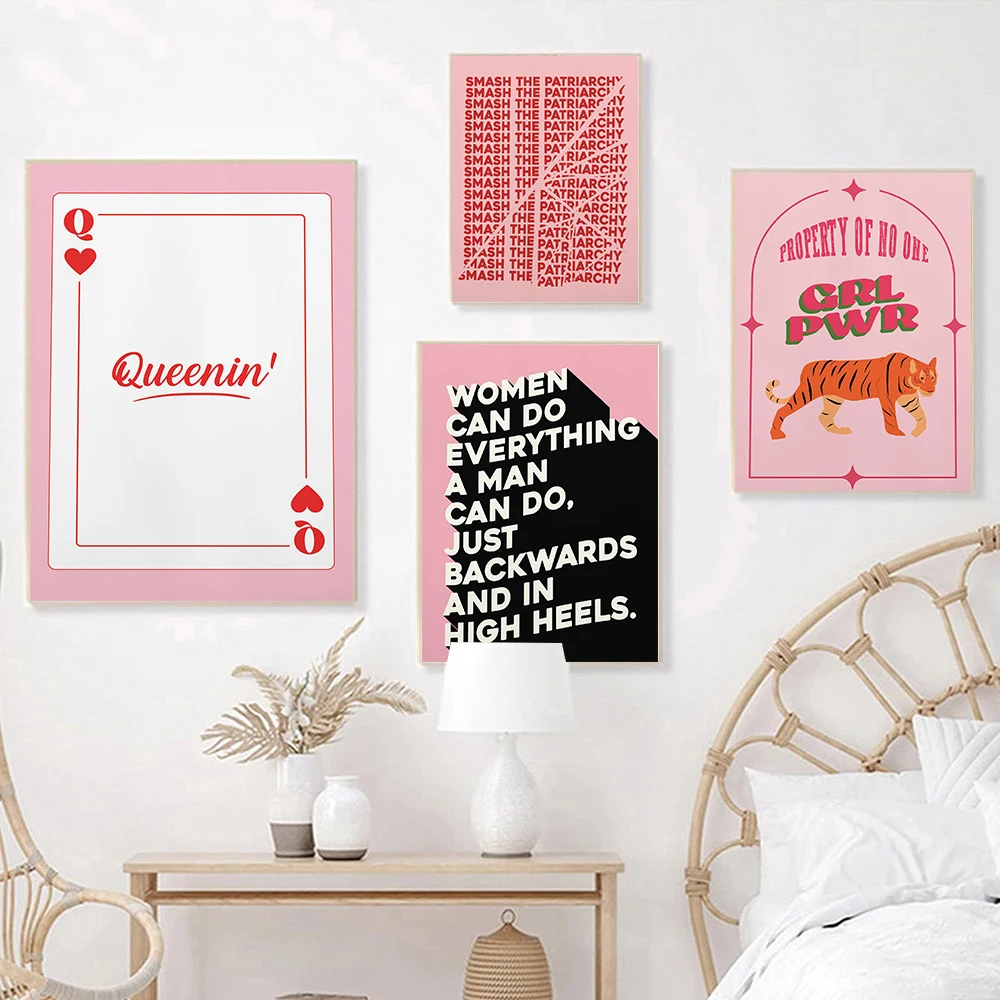 Feminist Poster Wall Art Print Preppy Positive Office Bedroom Smash Patriarchy Abstract Quote Canvas Painting Home Decor