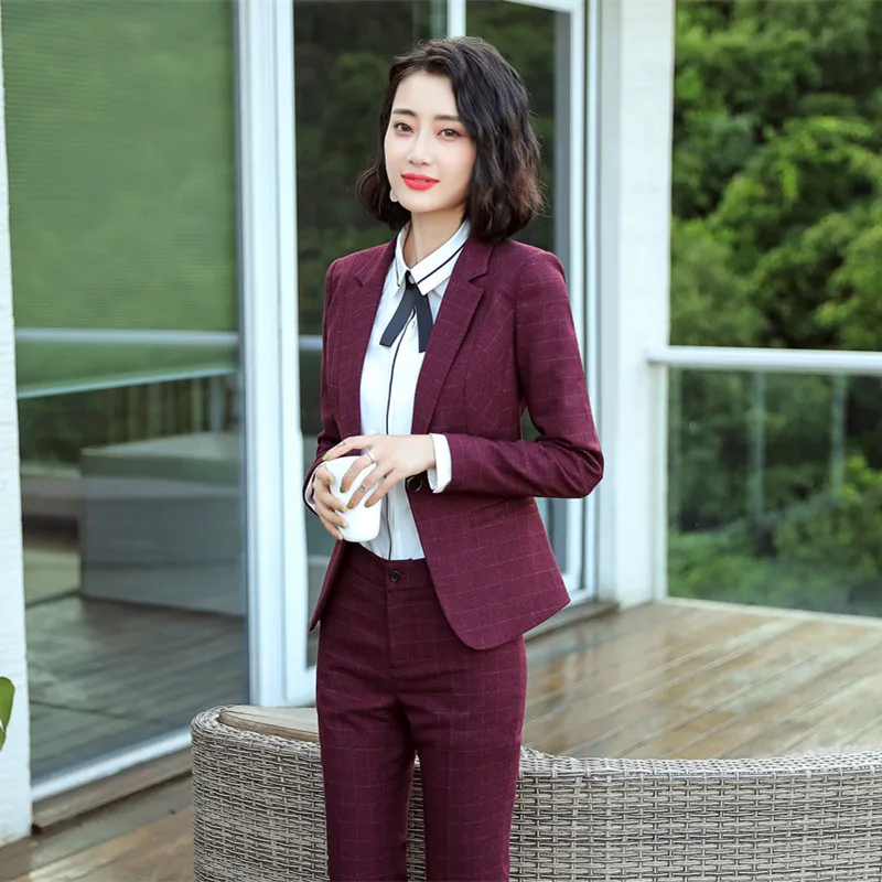 Business Wear Suit Women\'s 2023 Autumn Clothes New Winter Fashionable Elegant Plaid Overalls Interview Formal Wear Suit