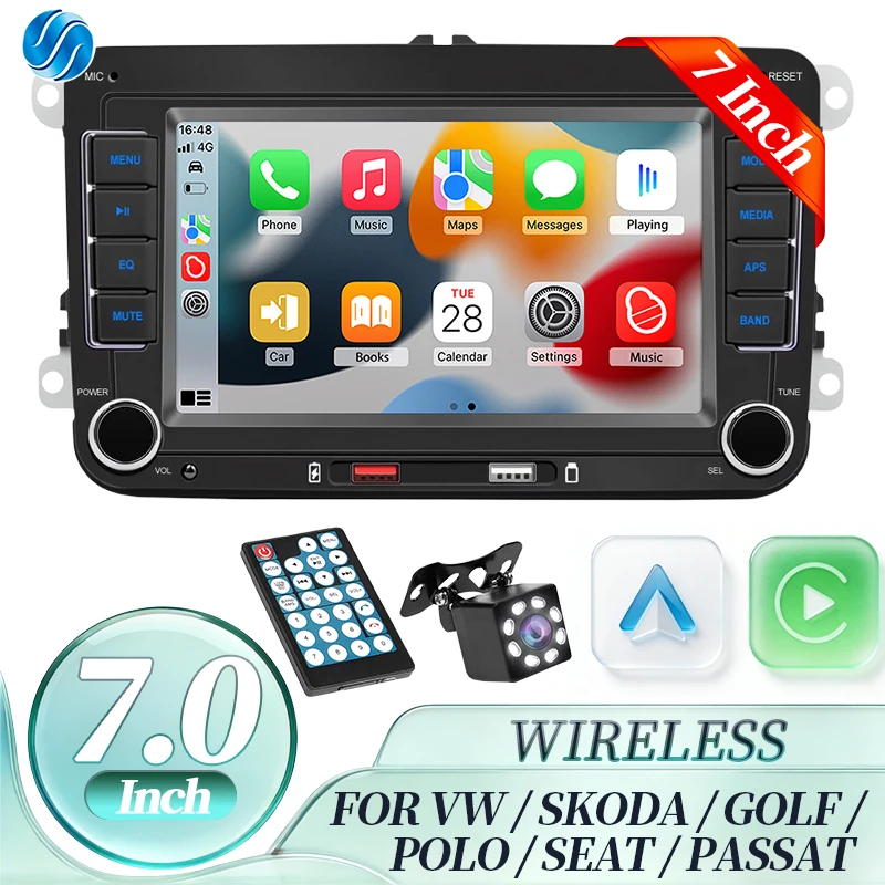 Hippcron 7” Car Radio Stereo 2Din MP5 Player Digital Bluetooth FM Stereo Multimedia Player For Volkswagen Seat Skoda Golf POLO