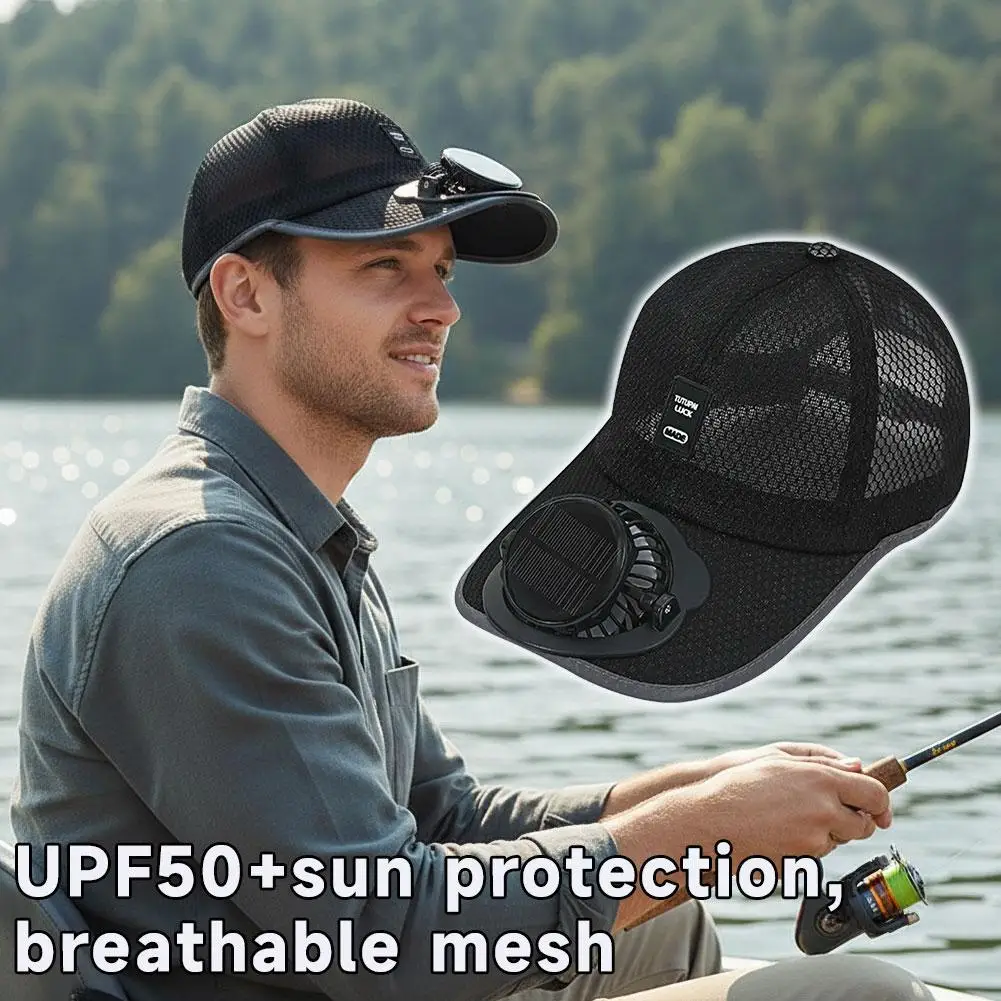 

Solar Fan Sun Hat USB Rechargeable Cooling Fan Cap for Outdoor Sun Protection Fishing Hiking Summer Sunshade Hats Breathable