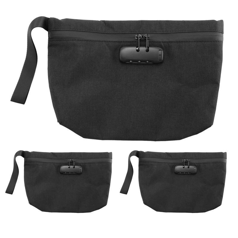 

3X Money Bag With Lock,11X7.5In Money Pouch For Travel Storage, Durable Smell Proof Bag With Zipper For Cash