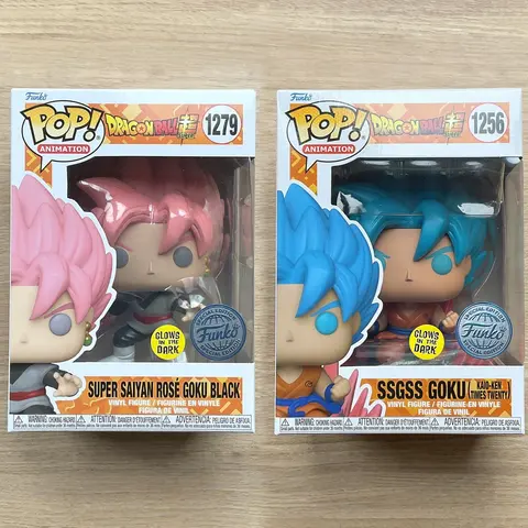 Funko Pop Dragon Ball Z Vinyl Figure Super Saiyan Rose Goku Black＆SSGSS Goku Kaio-Ken Times Twenty Official Licensed Glow Statue