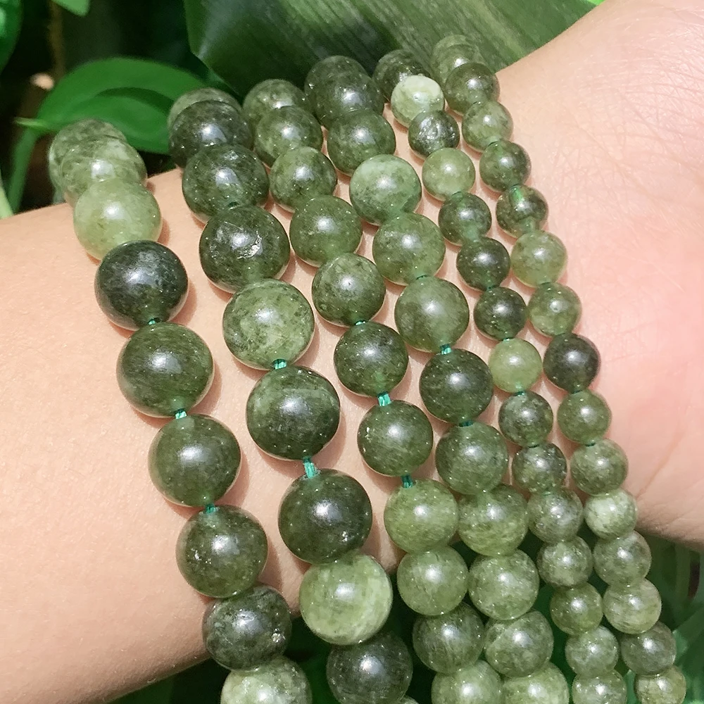 Green Jasper Natural Stone Round Loose Spacer Beads for Needlework Jewelry Making DIY Bracelet Accessories 15\'\' 6 8 10mm