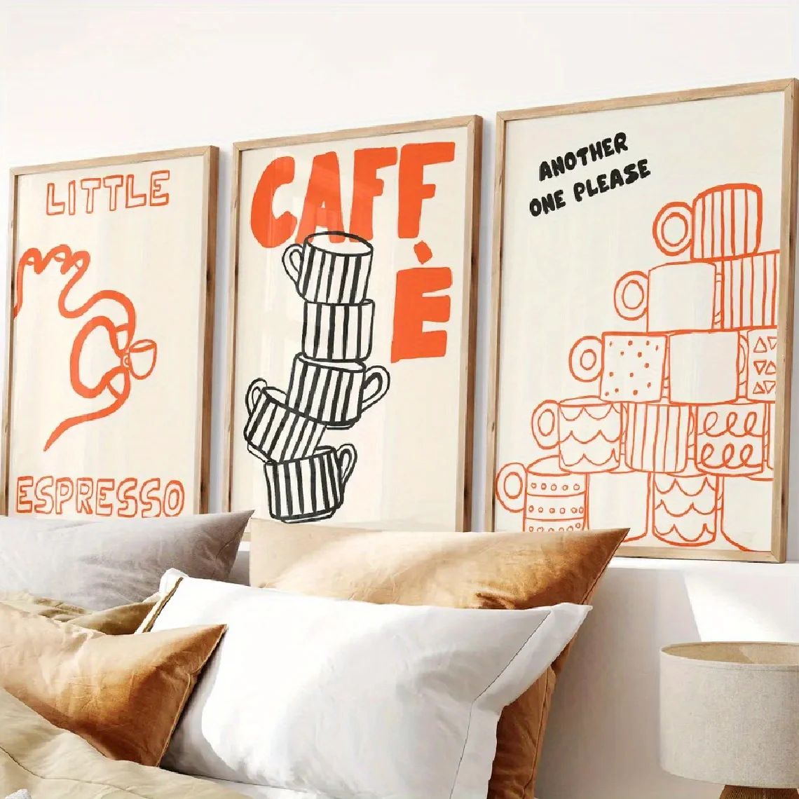 1/3pcs Italian Coffee Canvas Poster Minimalist Orange and Black Cafe Kitchen Wall Art Prints for Modern Living Room Home Decor