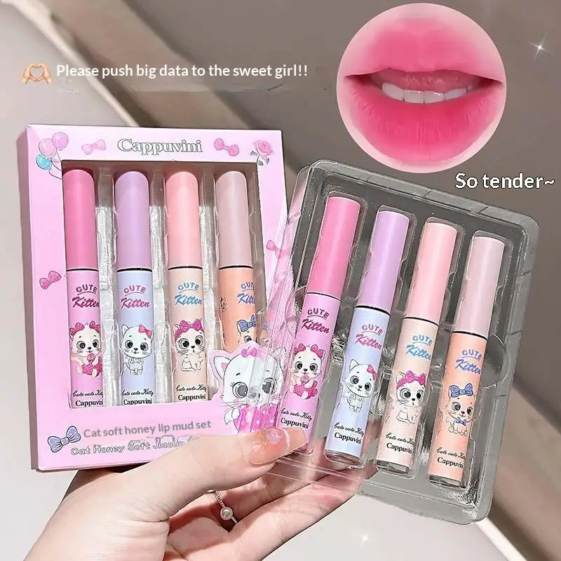 Cappuvini 4 Pcs Lip Gloss Gift Set Universally Flattering Velvet-Touch Hydrating Lip Lacquer Glass Shine & Juicy Moisturizing