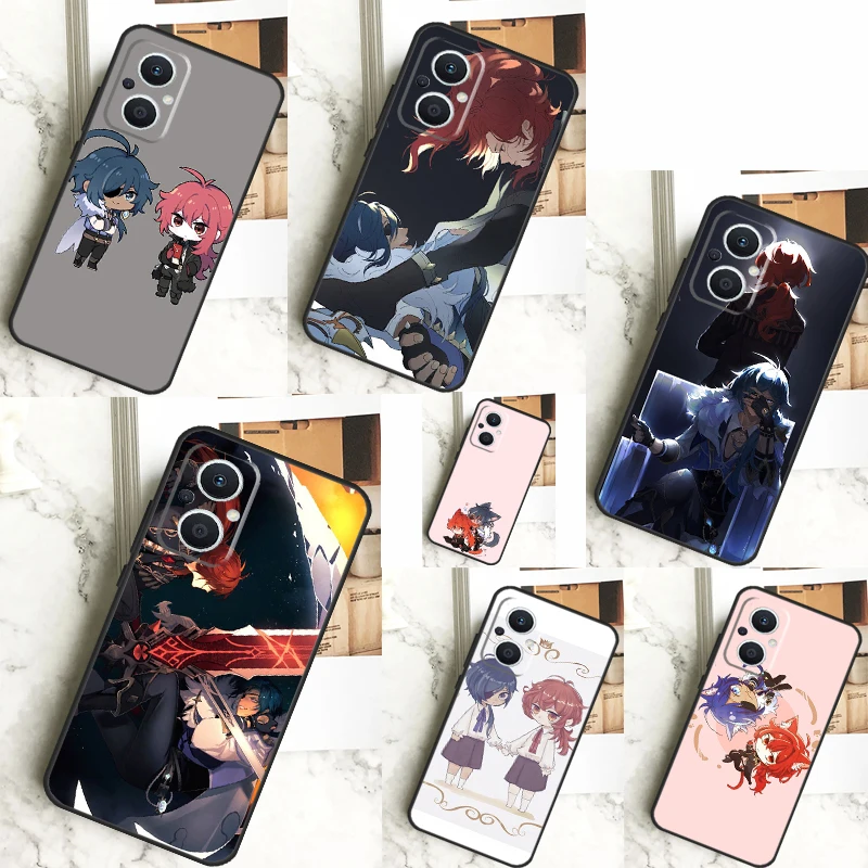 Kaeya and Diluc Genshin Impact Case For OPPO Reno 5 Lite 4 6 7 8 10 Pro 11 F 4Z 5Z 8T OPPO Find X2 X3 Lite X5 X6 Pro Cover