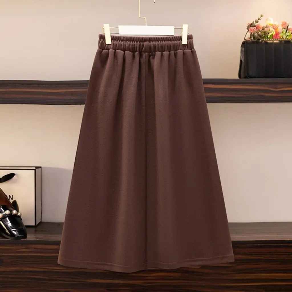 

Женская юбка трапециевидной формы больших размеров, 300 кг, с эластичной резинкой на талии для полных девочек, свободный крой, осень-зима, новый стиль 63368