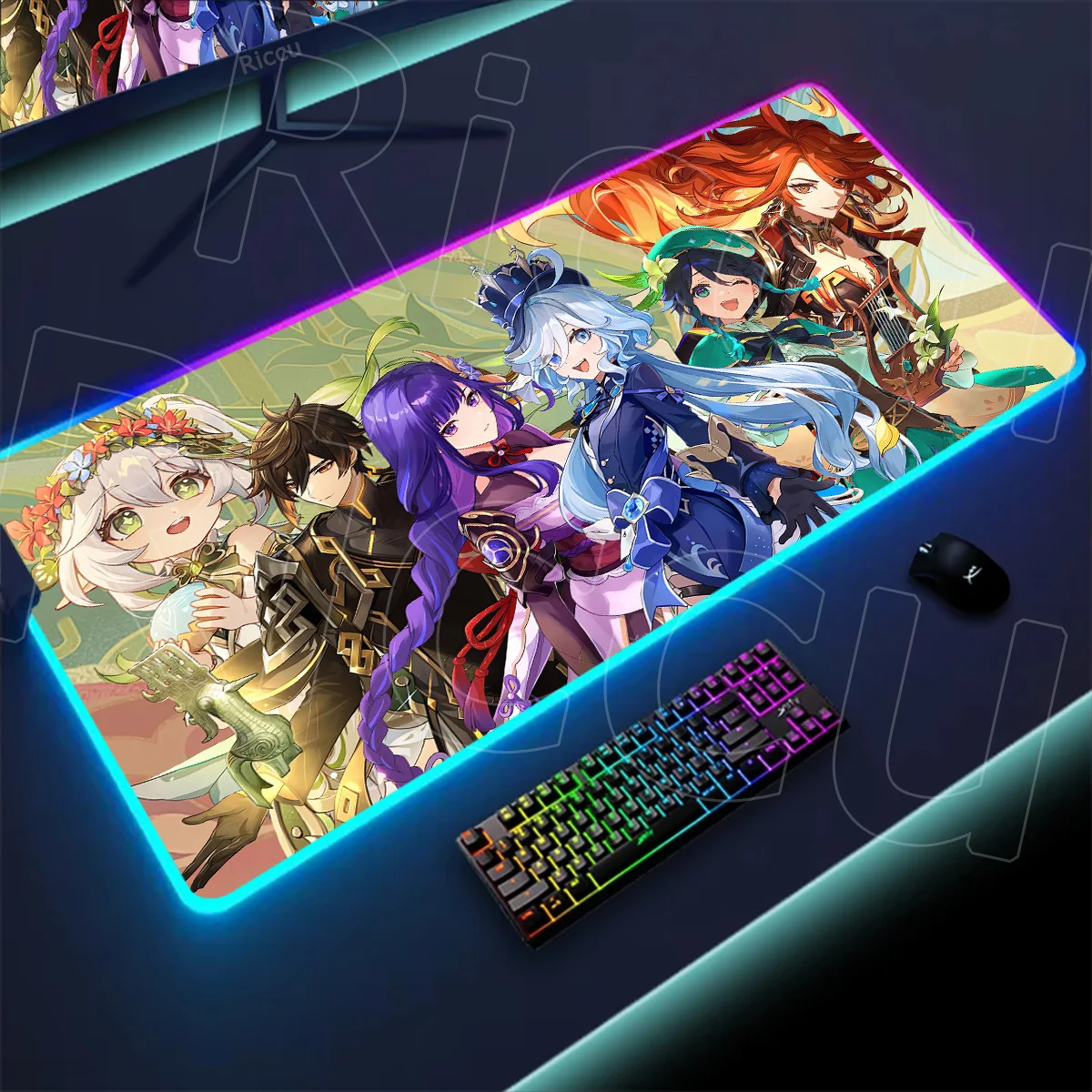 

Five Gods Anime Mousepad Genshin Impact Mouse Pad Gamer RGB Mat Xxl Pc Accessories Desk Protector Laptop Computer Keyboard Pads