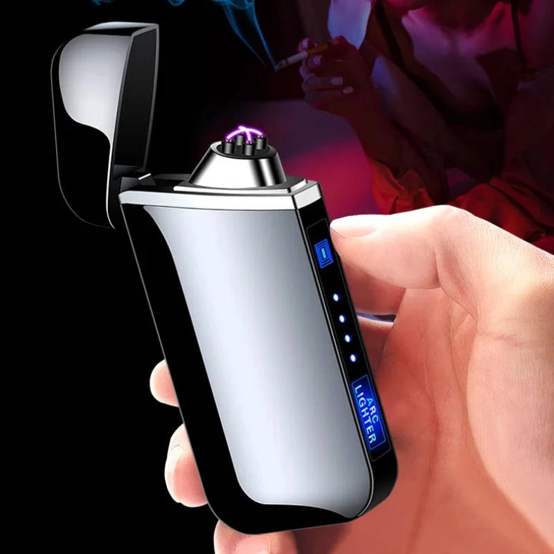 USB Charging Dual Arc Pulse Lighter, Touch-sensitive Personalized Metal Cigarette Lighter, Easy To Carry, Holiday Gift