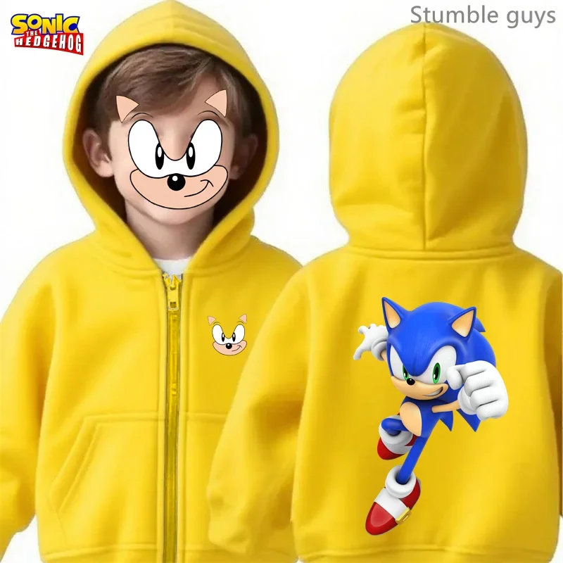 أطفال أنيمي سونيك الرمز البريدي هوديي ربيع الخريف لطيف الفتيان ملابس الفتيات ملابس رياضية مباراة السراويل #1