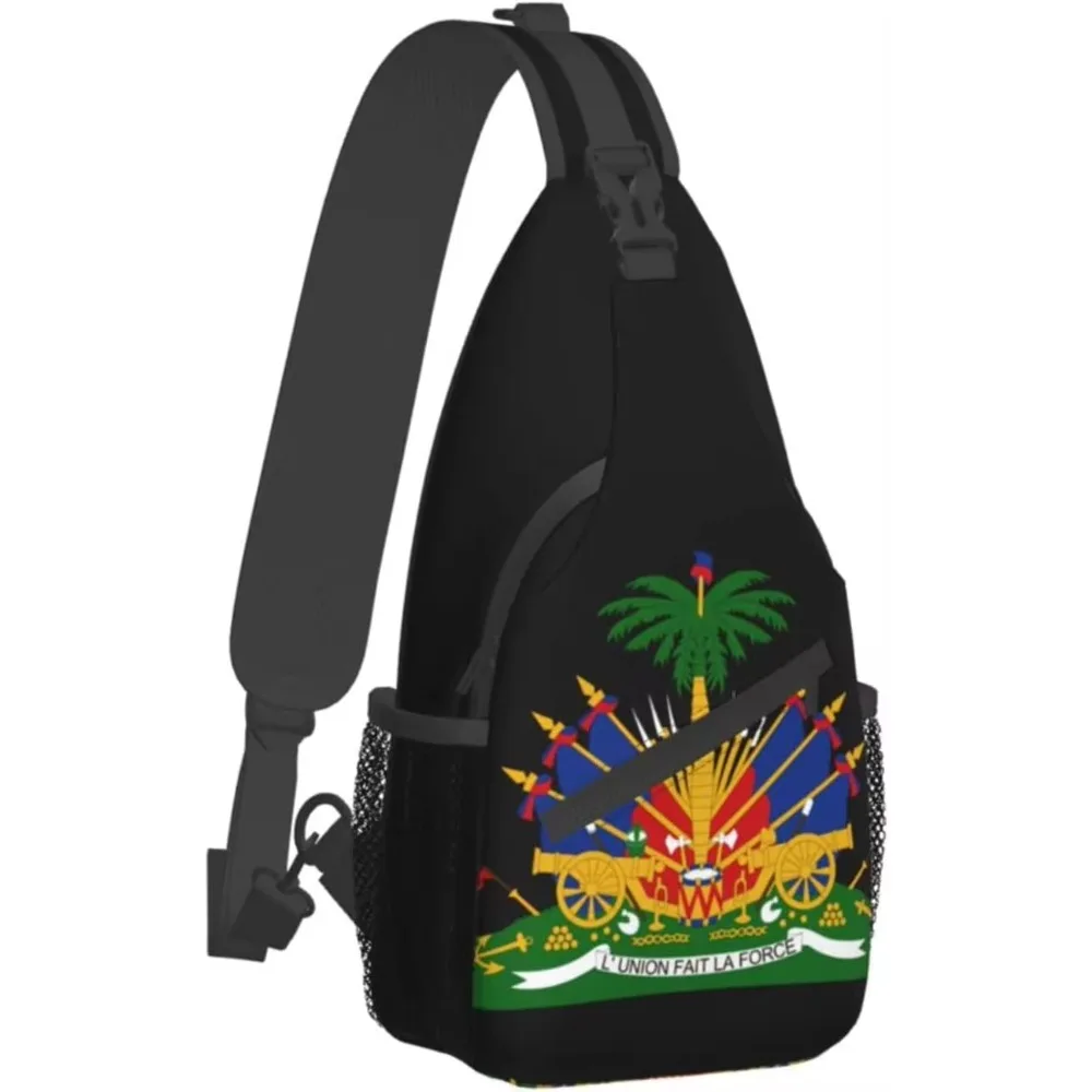 Haiti Flag Hiking Daypacks Cross-body Sling Backpack for Men Women Outdoor Cycling Hiking Travel