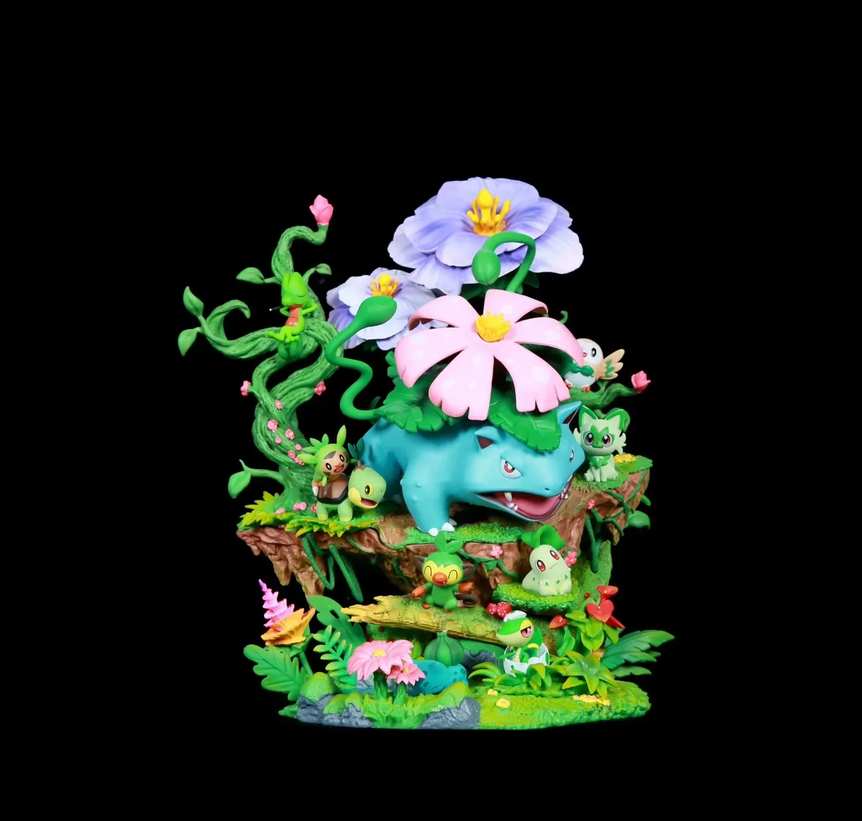 Anime Pokemon Bulbasaur Venusaur Sprigatito Rowlet Treecko Chespin Turtwig Forest Ver. PVC Action Figure Statue Model Toys Doll