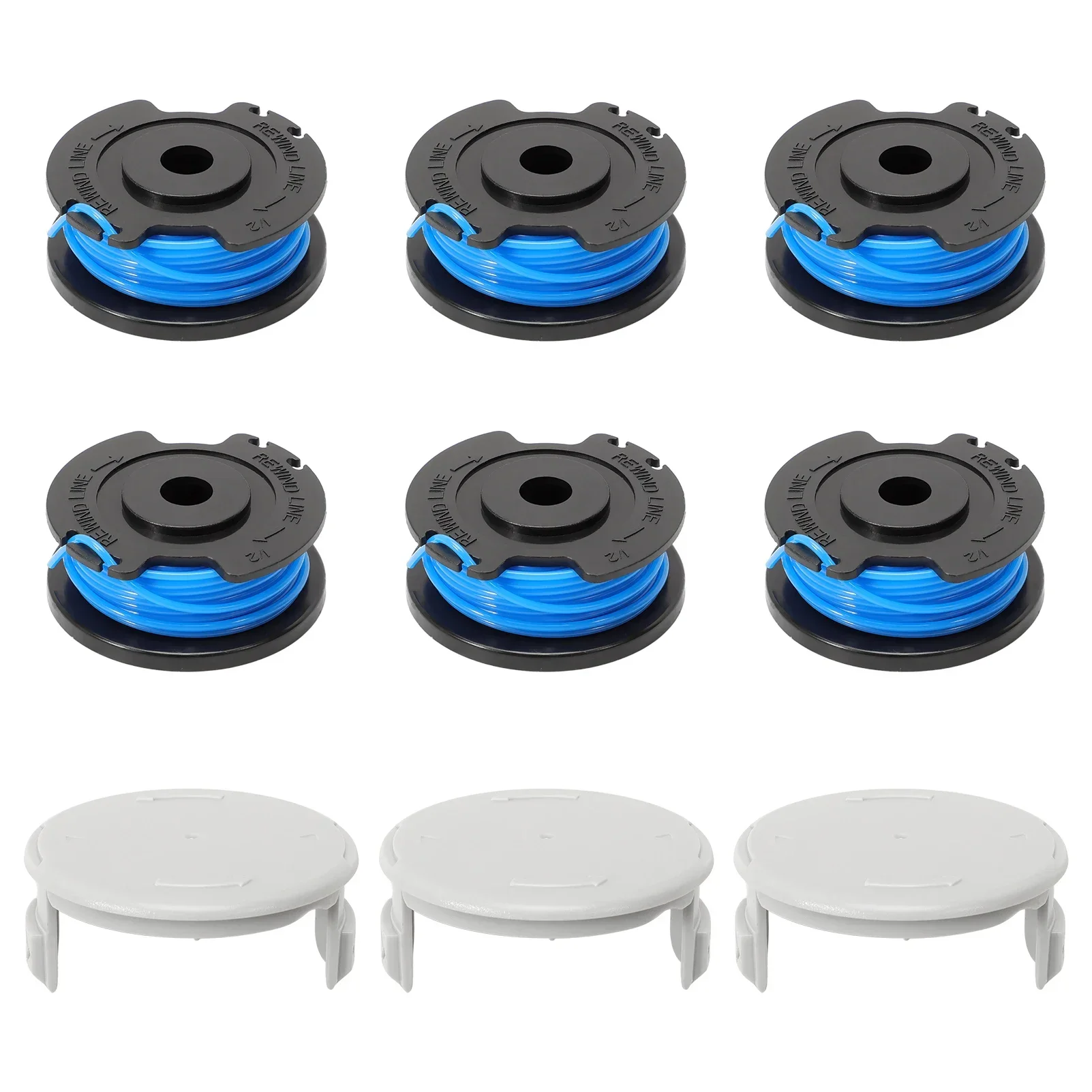 

6 PCS Lawn Mower Trimmer Coils with 3-Coil Caps 14443120 for Karcher LTR 18-30