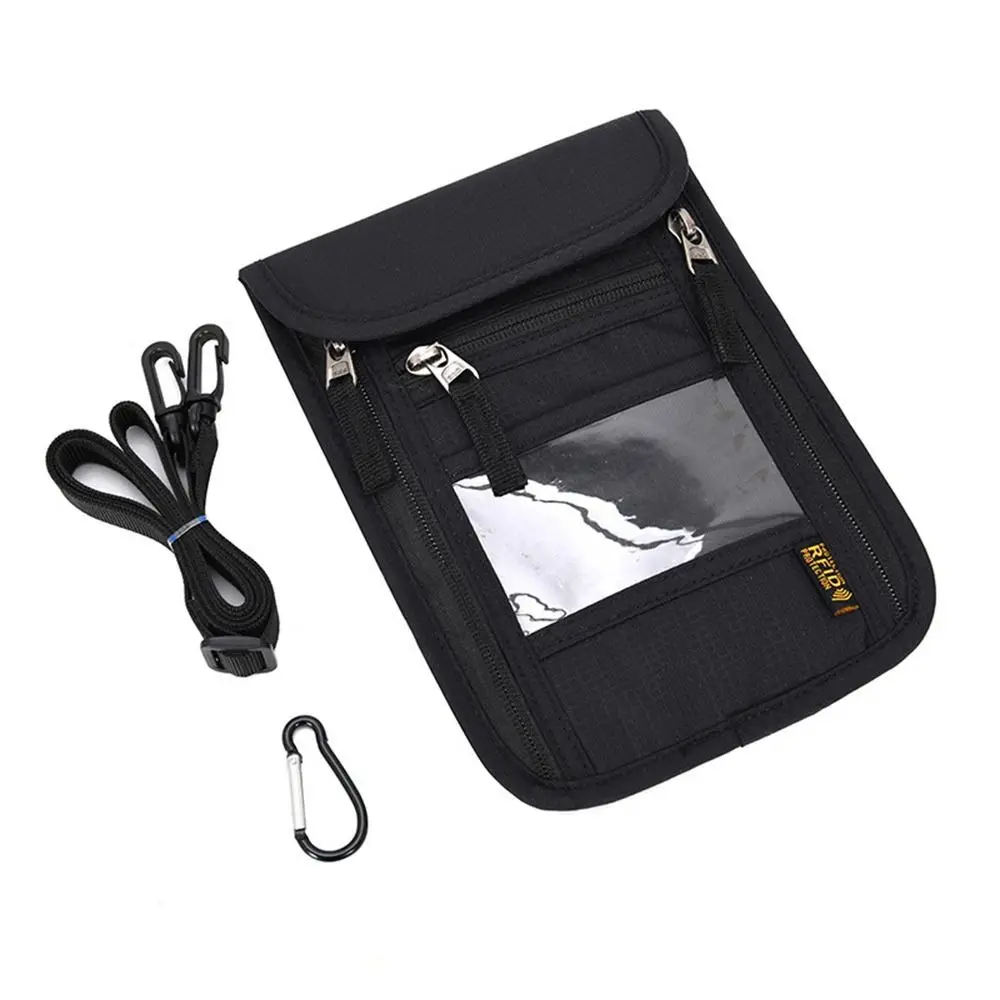 Cartera de viaje minimalista para hombre y mujer, bolsa para el cuello, soporte para pasaporte, bloqueo RFID