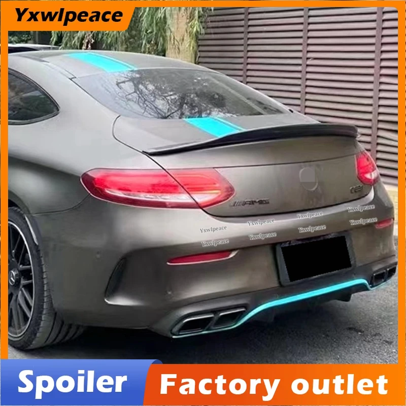 

For Mercedes Benz W205 Coupe 2015-2020 C63 AMG C200 C250 C350 2Doors PSM Style Real Carbon Fiber/ABS Rear Trunk Lip Spoiler Wing