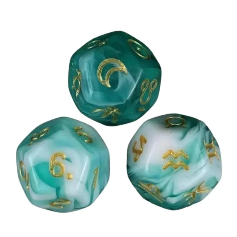 3pcs 타로트 카드 약 12면 점성술 다이스 별자리 신성 드라이스 4xBB