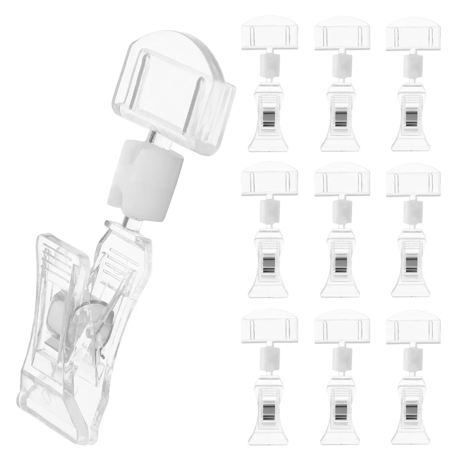

10pcs Acrylic Price Tag Display Holder Rotating Clip for Supermarket Advertising Label Folder White Office Supplies
