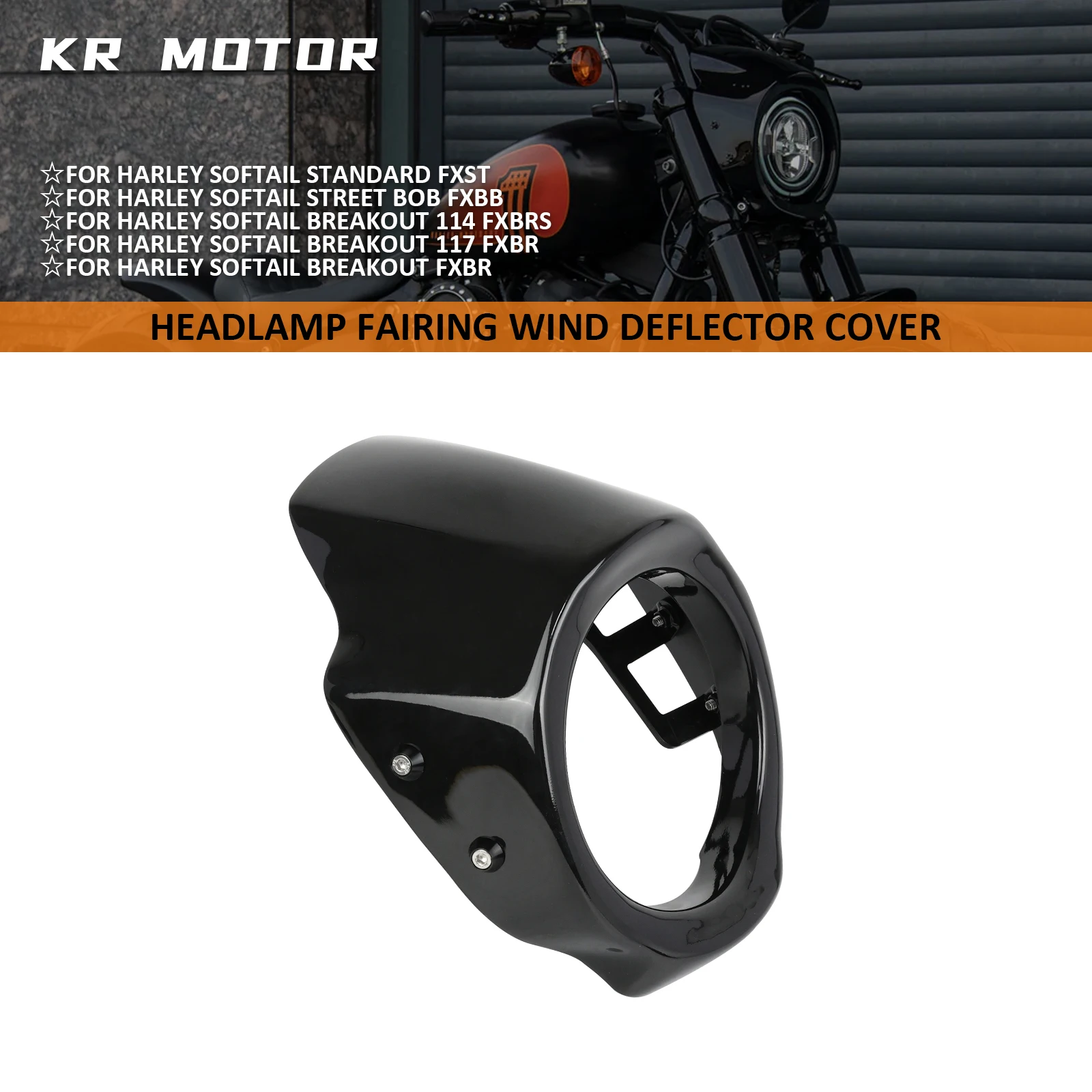 Déflecteur de vent pour phare avant, cadre de phare pour Harley Softail Standard FXST Street Bob FXBB Breakout 114/117 FXBR 2018-2024