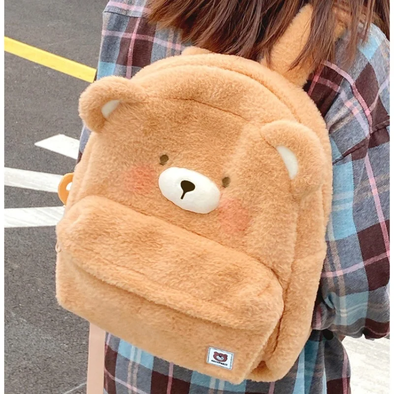 New Cute Bear Plush Backpack Cartoon Animal Plush Toy Soft Stuffed Shoulder Bag Crossbody Bag Children Girls Birthday Best Gift