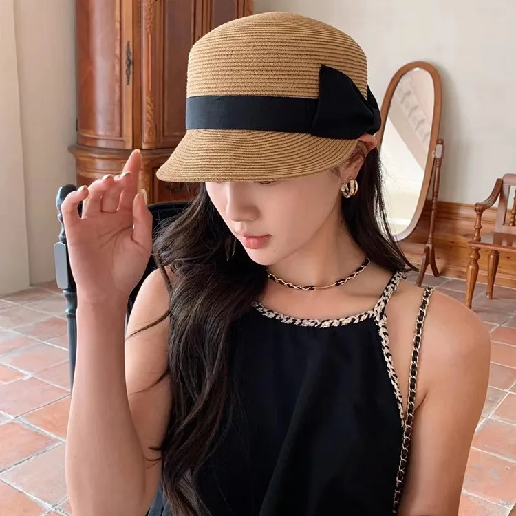 المرأة القوس قبة القش قبعة الوجه-تصميم صغير الحد من العمر الصيف قبعة واقية من الشمس السفر الشاطئ الفروسية الأشعة فوق البنفسجية حماية خمر نمط