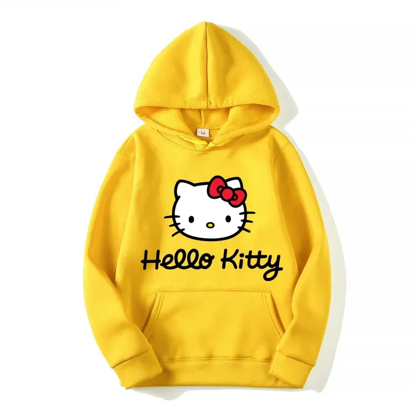 2024 Sanrio Fashion Women Hoodie Hello Kitty Cartoon Anime Men Sweatshirt Spring Autumn Pink Kawaii Woman Oversized Pullover