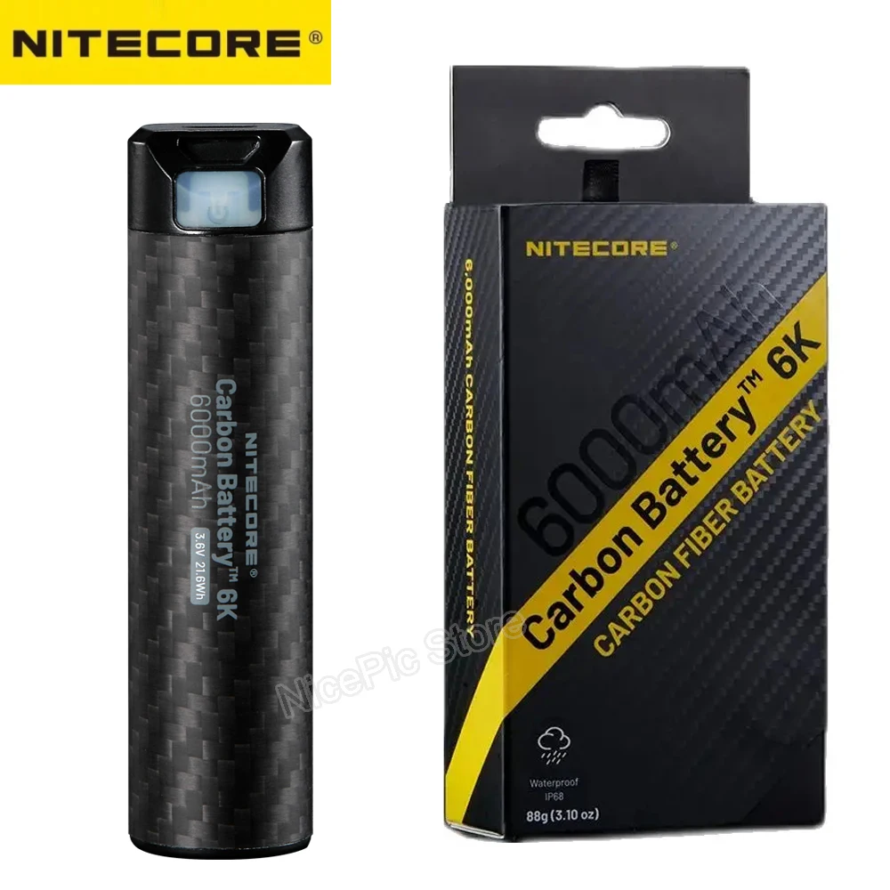 Nitecore Carbon Battery 6K USB-C Rechargeable 6000mAh Lithium battery for Extenede headlamp Runtime