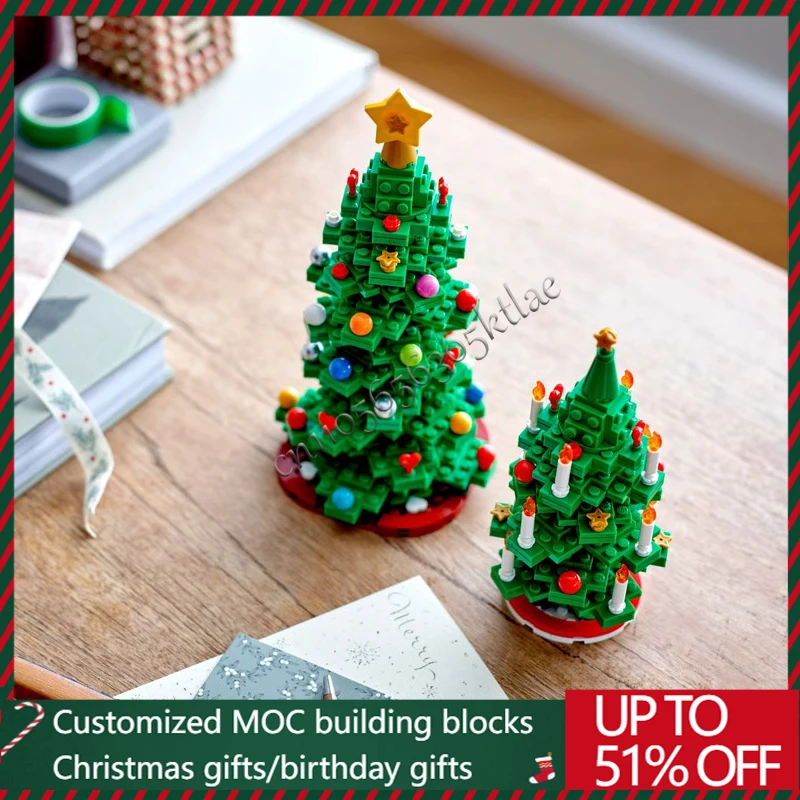 ของตกแต่งโต๊ะรูปพวงหรีดเทียนต้นคริสต์มาสแบบใหม่ โมเดล MOC สร้างสรรค์ ตัวต่อแบบประกอบเอง ของเล่นโมเดลสถาปัตยกรรม ของขวัญเทศกาล
