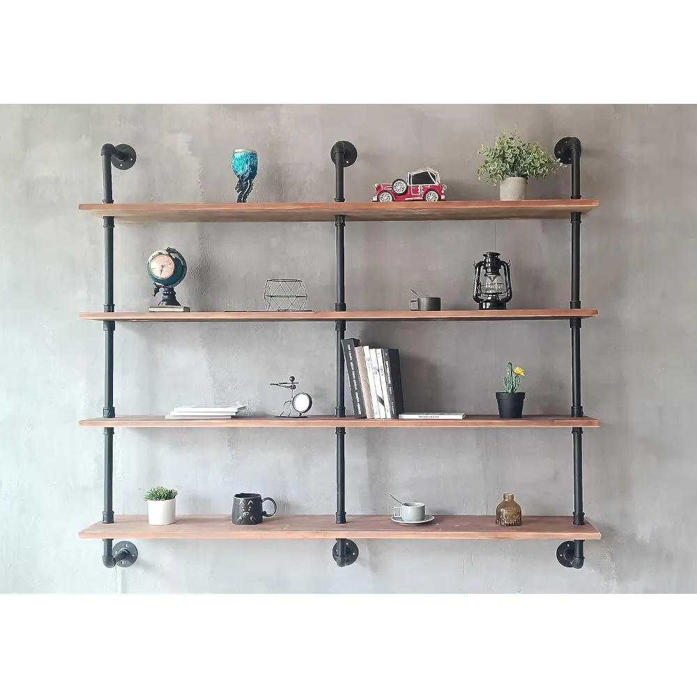 

Shelves Wall Bookshelf Industrial Pipe Shelving Shelves 60 Inch Natural Wood Planks Rustic Wall Shelves Hanging Bookshelves