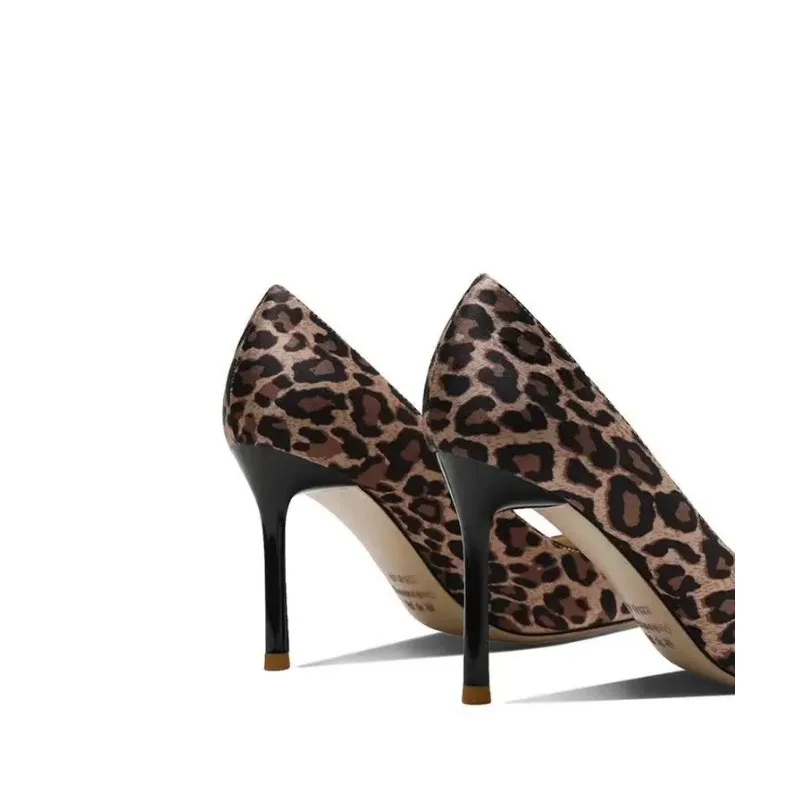 2024 New Fashion tacchi alti scarpe da ballo stampa leopardata Plus Size scarpe da donna con tacco a spillo a punta scarpe da donna per banchetti