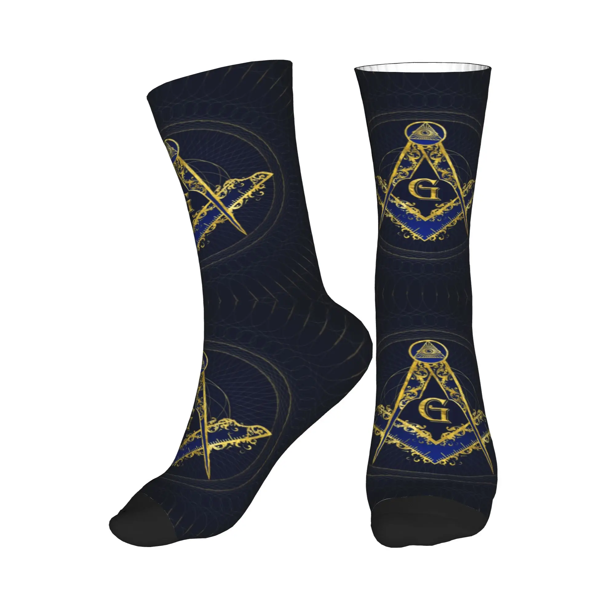 

Funny Mens Freemason Evil Eye Symbol Dress Socks Unisex Comfortable Warm 3D Printed Masonic Mason Crew Socks