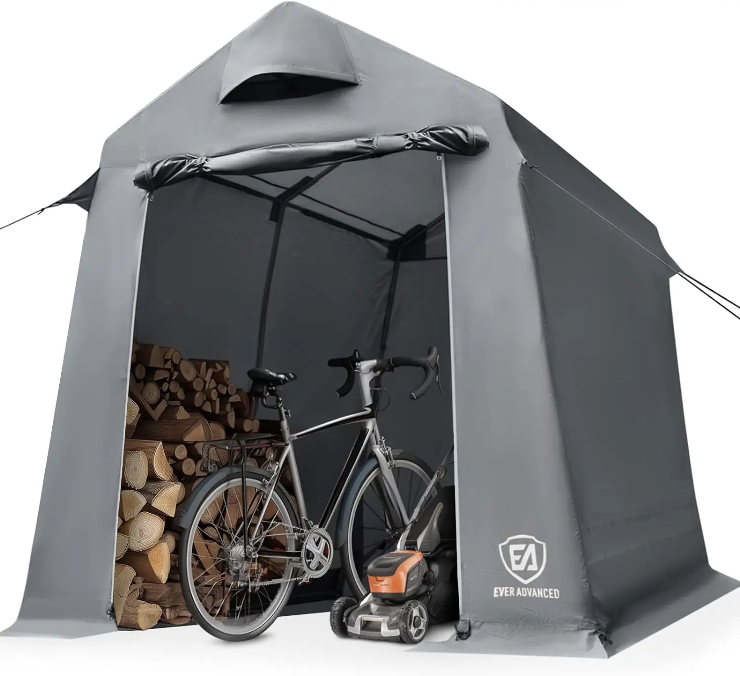 EVER ADVANCED Outdoor Storage Shelter with Vents Storage Tents for Outside Heavy Duty Storage Sheds for Motorcycle, Bike, Grey