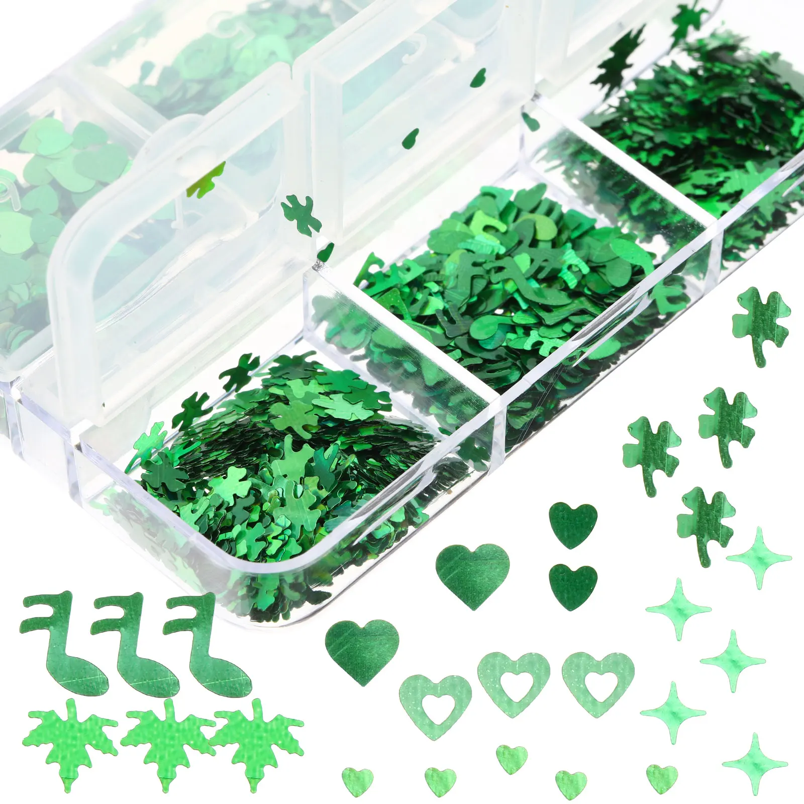 

3 Boxes Clover Nail Art Sequins Plastic DIY St Patrick Manicure Accessories Decals Decorations Charm Patterns Lightweight Trendy